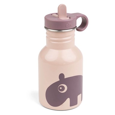 DONE BY DEER Metalna bočica sa slamkom 350 ml, svijetlo ružičasta  