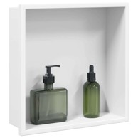 Niša za tuš, 32 x 32 x 9 cm, nehrđajući čelik, crna i bijela, bijela