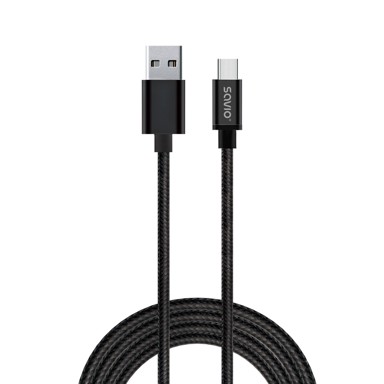 SAVIO USB kabel CL-129, 2 m, USB A na USB-C, crni