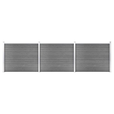 Set panela za ogradu, 526 x 146 cm, WPC, sivi