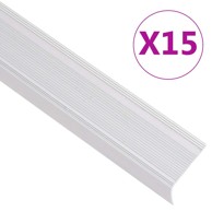 Rubnjaci za stepenice L-oblik 15 kom aluminijski 100 cm srebrni