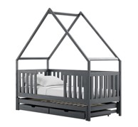 Drveni dječji krevet Magic s dodatnim krevetom i ladicom, 200 x 90 cm, grafit