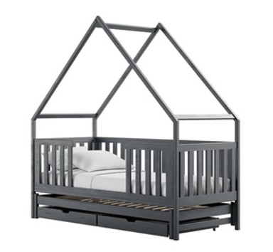 Drveni dječji krevet Magic s dodatnim krevetom i ladicom, 200 x 90 cm, grafit