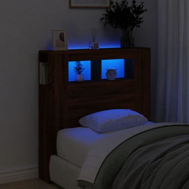 LED uzglavlje boja smeđeg hrasta 100x18,5x103,5 cm drveni