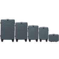 WINGS Set kofera PEAFOWL, 5 kom (L, M, S, XS, BC), ABS+, tamnozelena