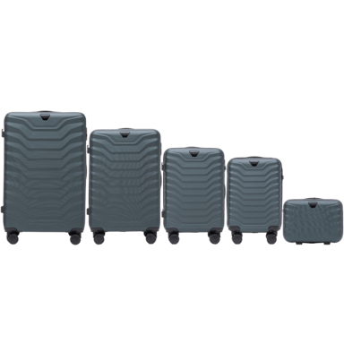 WINGS Set kofera PEAFOWL, 5 kom (L, M, S, XS, BC), ABS+, tamnozelena