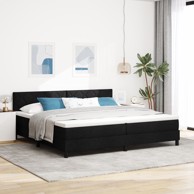 Krevet s podlogom s madracem 200 x 200 cm, tkanina, crni