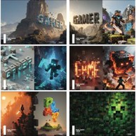 TARGET Set bilježnica, Gamer, A4, kvadratići, meki uvez, 54 lista, 10 kom
