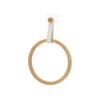 TENDANCE Držač ručnika okrugli, bambus/imitacija kože, bijeli