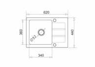 MAIDSINKS Sudoper 62x44, 1B 1D, Volcano granite, s ocjednom plohom