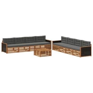 Set vanjskih sofa 9 kom, prirodna i antracit, poliester