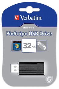 VERBATIM USB memorija PinStripe 49064, 32 GB, USB 2.0, crna