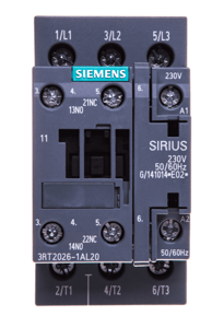 SIEMENS Kontaktor snage 25 A 3P 230 V AC 1NO 1NC S0 3RT2026-1AL20