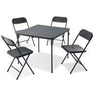 Vrtni set namještaja, 4 stolice + sklopivi stol, metalni, crni