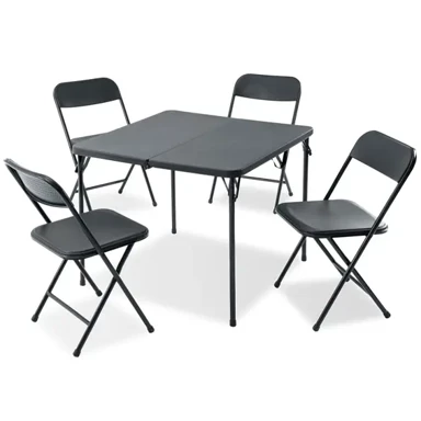 Vrtni set namještaja, 4 stolice + sklopivi stol, metalni, crni