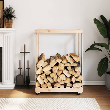 Držač za cjepanice s kotačima 76,5x40x108 cm od masivne borovine