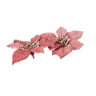 Božićni ukras velvet cvijet, 6 cm, 2/1, roza