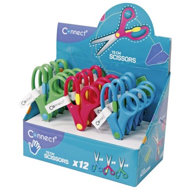 CONNECT Škare školske 13 cm oble s mjerilom sortirano