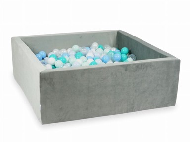 MIMII Jama za suhe kuglice 600 dijelova 110 x 110 x 40, baršunasto siva, svijetlo mint, tirkizna, svijetloplava, svijetloplavi biser, biser, biser, bijela, prozirna