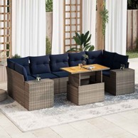 8-dijelni set vrtnih sofa, od poliratana, s jastucima, sivi