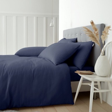 CATHERINE LANSFIELD Flanelska posteljina Brushed 230x220 cm za bračni/produženi krevet Tamno plava