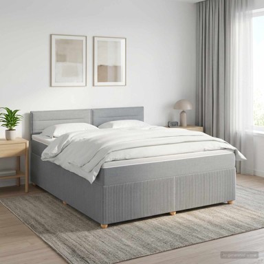 Boxspring krevet s madracem 180 x 200 cm, tkanina, svjetlosivi