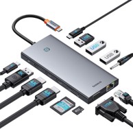 BASEUS Priključna stanica, 13 u 1, 3 monitora, 2 x HDMI 4K@60Hz, DP 4K@120Hz, VGA, USB 3.1, PD 100 W, Ethernet