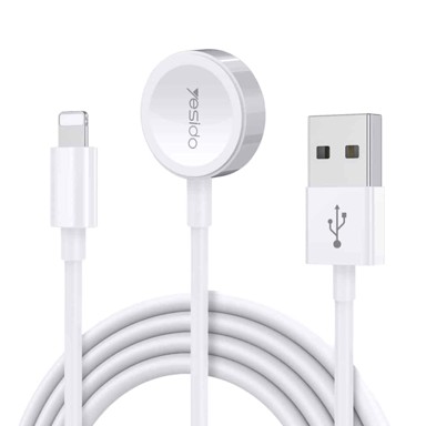 YESIDO Podatkovni kabel CA-70, 2u1, USB na Lightning + Apple Watch, 2.4A, 120cm, bijeli