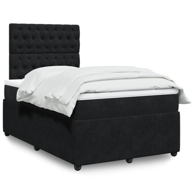 Krevet box spring s madracem crni 120 x 190 cm baršunasti
