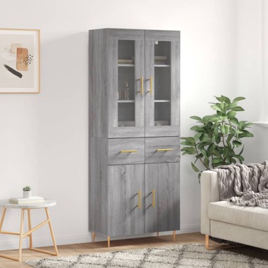 Visoka komoda siva sonome 69,5x34x180 cm od konstruiranog drva