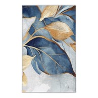 MILA HOME Plavi/u zlatnoj boji perivi tepih 80x150 cm Golden Leaves 