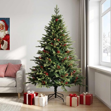 Umjetno božićno drvce s postoljem, 210 cm, PVC, metal, zeleno