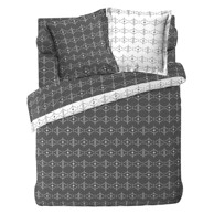 DOUCEUR D'INTÉRIEUR Navlaka Aristide 240x220 cm za bračni/produženi krevet od pamučnog materijala bijela/tamno siva