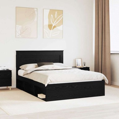 Okvir za krevet 140 x 190 cm čvrsto borovo drvo, crni