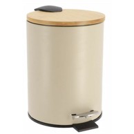 TENDANCE Kanta za smeće na pedalu, 3L, soft close, metal/bambus, bež