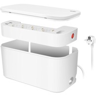 LOGILINK Kabelska kutija - skrivač kabela s odvojnom utičnicom + USB-A/USB-C punjenje, bijela