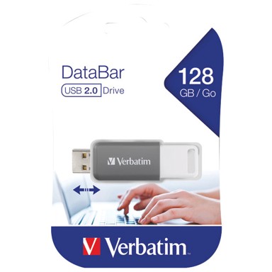 VERBATIM USB stick Databar 128 GB, USB 2.0, sivi