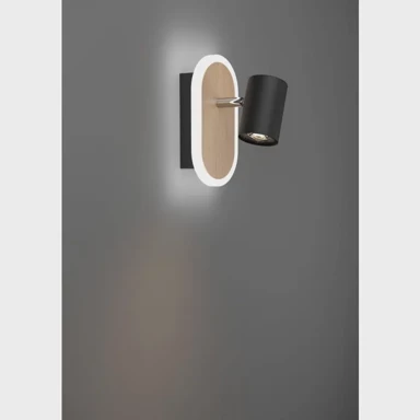 Reflektor, LED, 1×7 W, drvo, crna i bijela, Rimbocchi