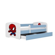 Drveni dječji krevet Spiderman s ladicom, 160x80 cm, plavi
