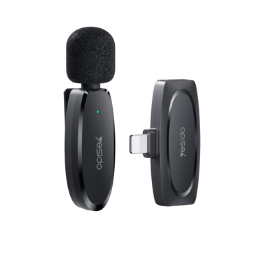 YESIDO Bežični lavalier mikrofon KR12 Lightning, crni