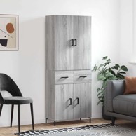 Visoka komoda siva sonome 69 5x34x180 cm od konstruiranog drva , vrata 2 ladice