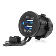 AMIO Vodootporni modularni auto punjač sa plavim LED indikatorom, 3.1A, 2xUSB, 12/24V