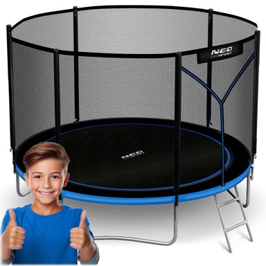NEO-SPORT Vrtni trampolin 252 cm (8 ft), vanjska mreža i ljestve, plavi