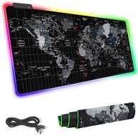 VERKGROUP Podloga za miš i tipkovnicu LED RGB XXL 90x40 cm, crna
