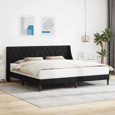 Okvir kreveta s uzglavljem 200 x 200 cm, baršun, crni