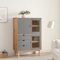Visoka komoda OTTA smeđe-siva 85x43x125 cm od masivne borovine