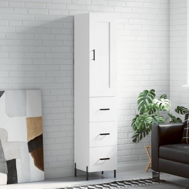 Visoka komoda bijeli 34,5x34x180 cm od konstruiranog drva