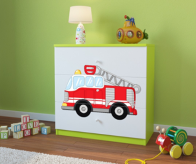 Dječja komoda Vatrogasci, zelena, 80×80×41 cm