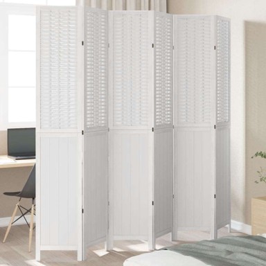 Sobna pregrada s 6 panela 40 x 220 cm od masivnog drva paulovnije bijeli