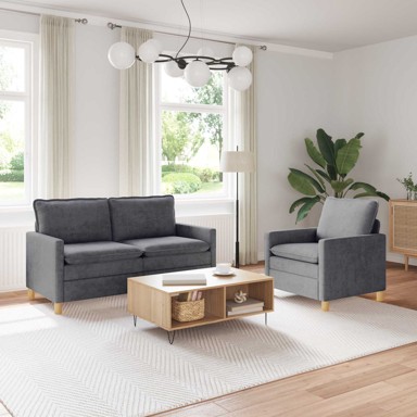 Set sofa 2 kom, tamnosivi, poliester